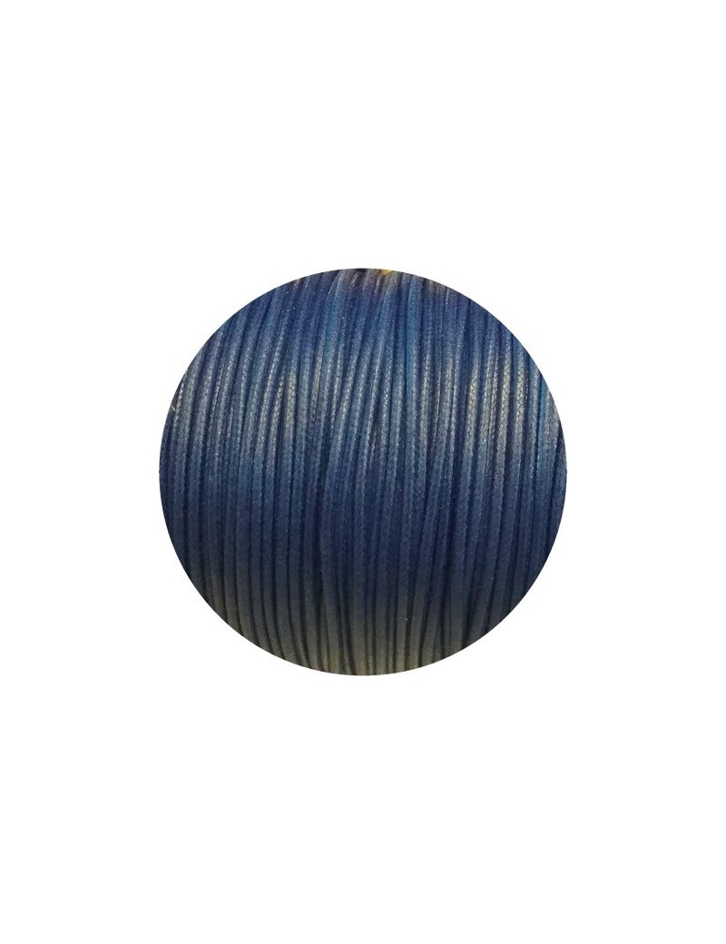 Cordon de coton cire rond de 1.8mm  bleu électrique-Italie