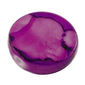 Perle plate ronde violette de 19mm en plastique