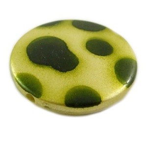 Grande perle ronde et plate en plastique de couleur verte-31mm