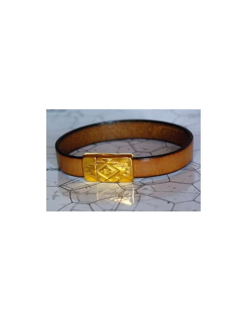Kit bracelet en cuir plat de 10mm taupe simple tour