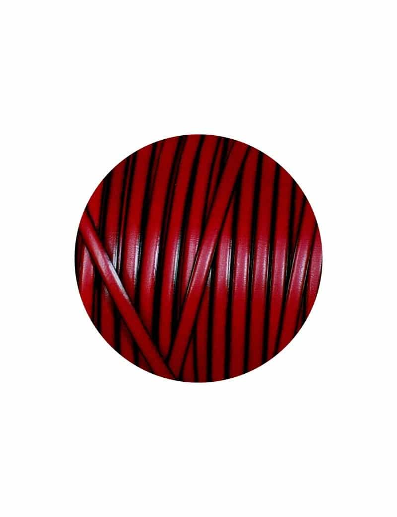 Cuir plat lisse de 5mm rouge flamme bords noirs vendu à la coupe au mètre-Premium