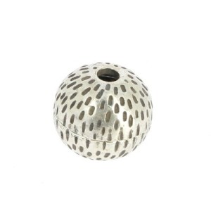 Grosse perle ronde creuse placage argent avec trou de 5mm