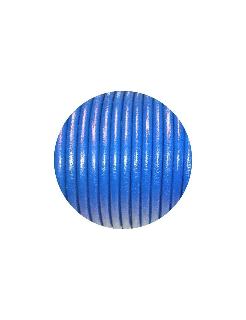 Lacet de cuir rond bleu vif ou électrique Espagne-5mm