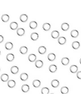 Lot de 100 anneaux ronds de 5mmx0.7mm en laiton placage argent
