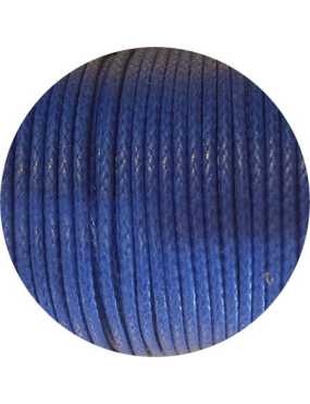 Cordon de coton cire rond de 3mm bleu électrique-Italie