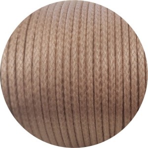 Cordon de coton cire rond de 3mm beige-Italie