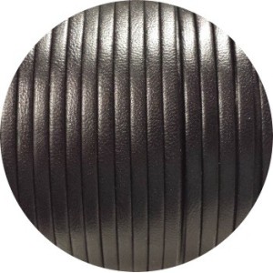 Cordon de cuir plat de 3mm noir-vente au cm