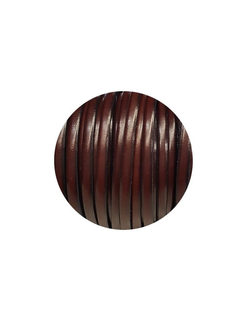 Cuir plat de 5mm marron cacao brillant vendu au mètre-Premium