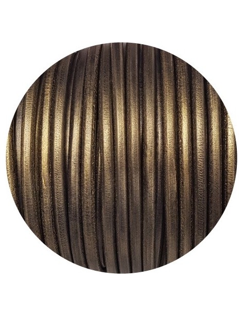 Lacet de cuir rond bronze métallique de 5mm-Espagne-Premium
