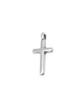 Petite croix lisse de 16mm en métal placage argent