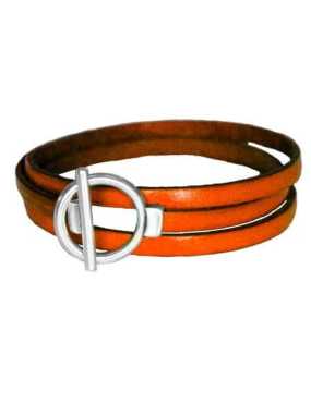Bracelet triple tour en kit de 5mm de large orange et argent