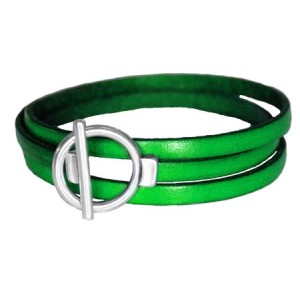 Bracelet triple tour en kit de 5mm de large vert sapin et argent