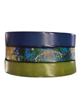 Kit bracelet de 30mm avec des cuirs plats de 10mm tons verts bleus