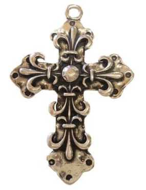 Grosse et superbe croix de 65mm en métal placage argent