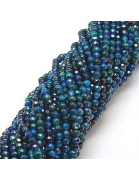 Fil de 90 perles rondes de 4mm à facettes en agate bleue