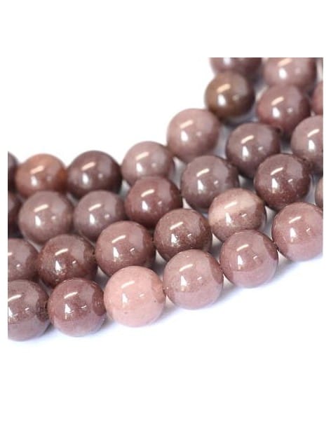 Fil de 95 perles rondes de 4mm en aventurine tons vieux rose