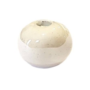 Perle boule de 16mm en céramique blanc nacré