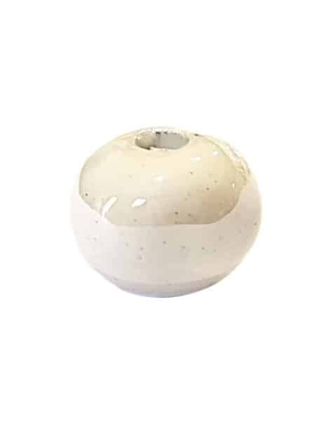 Perle boule de 16mm en céramique blanc nacré
