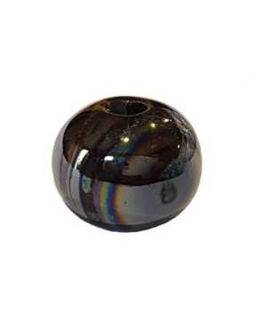 Perle boule de 16mm en céramique noire nacrée