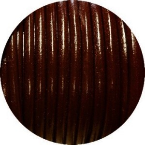 Lacet de cuir rond marron très foncé-Espagne-4.5mm