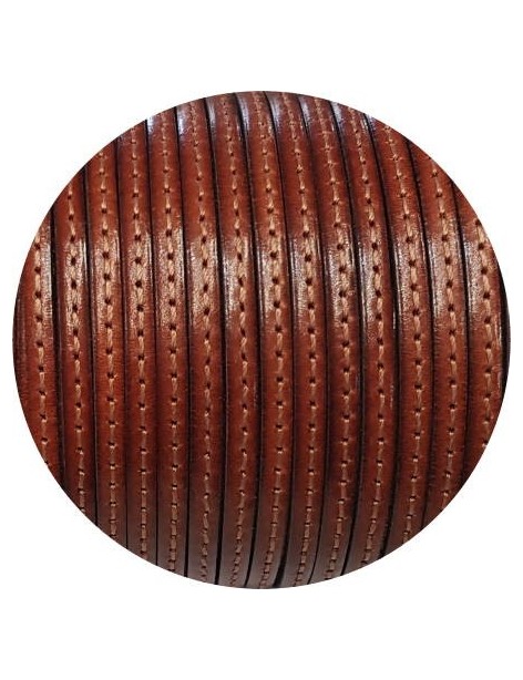 Cuir plat de 5mm cognac couture marron en vente au cm-Premium