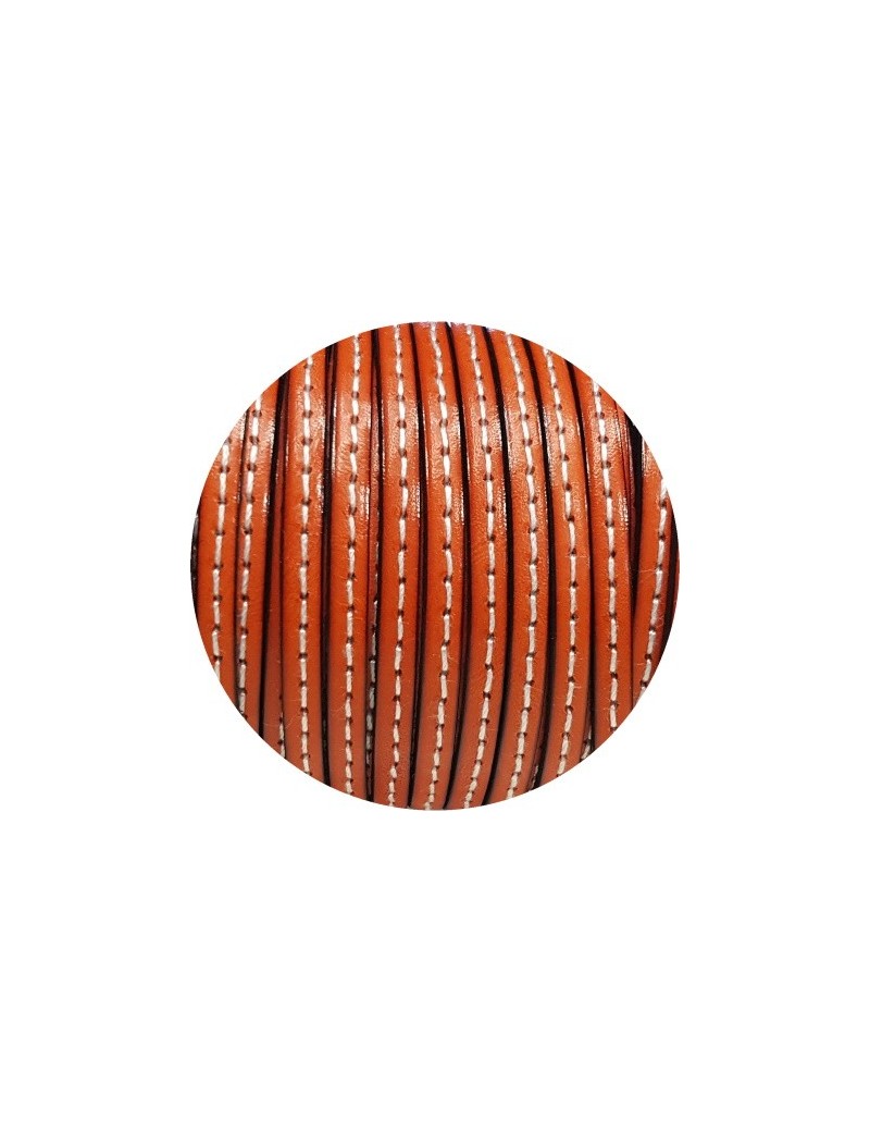 Cuir plat de 5mm orange couture blanche en vente au cm-Premium