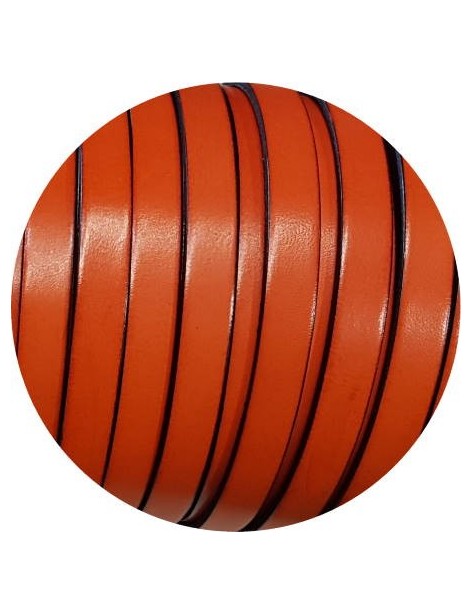 Nouveau cuir plat 10mm de couleur orange en vente au cm