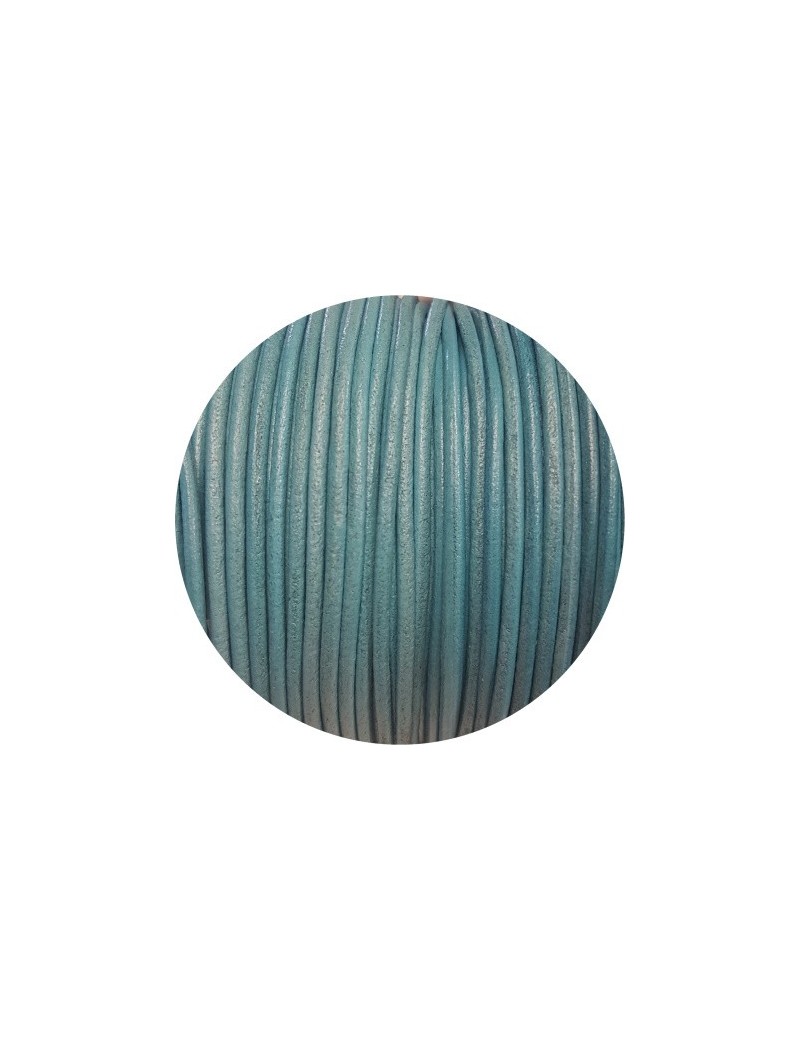 Cuir rond bleu turquoise clair marbré-2mm-Espagne-Premium