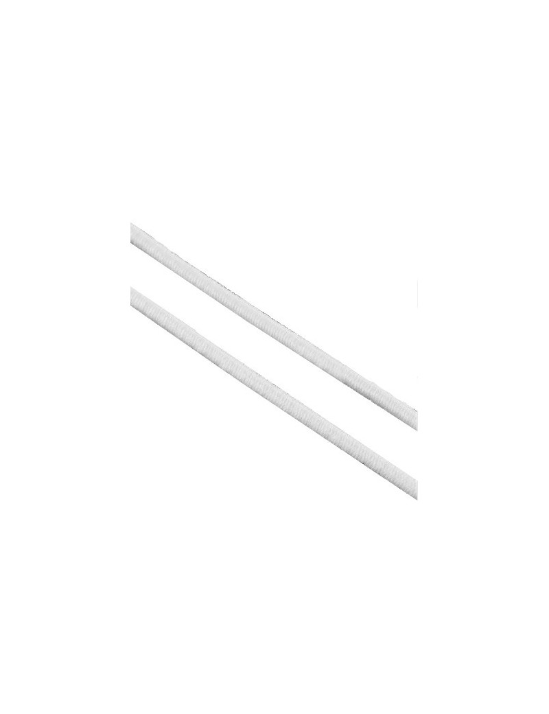 Fil élastique blanc de 2mm recouvert de tissu en vente au mètre