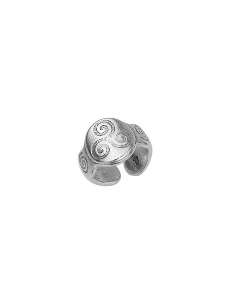 Bague ronde avec triskel et spirales placage argent