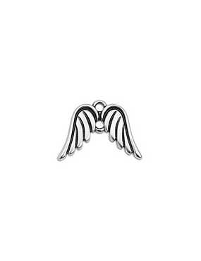 Pampille ou intercalaire ailes d'ange de 17mm en métal placage argent à 2 accroches