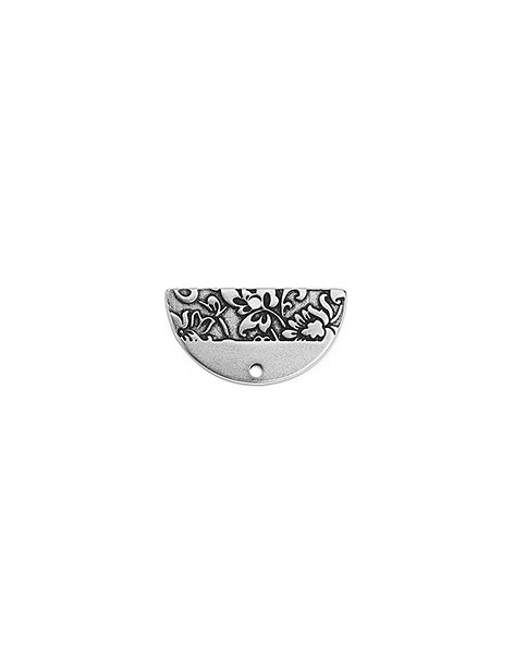 Intercalaire demi lune de 23mm avec motif floral en placage argent
