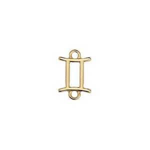 Intercalaire signe du Zodiaque Gémeaux en métal couleur or à 2 accroches-15mm