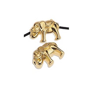 Une perle éléphant en métal couleur or avec un trou de 1.5mm