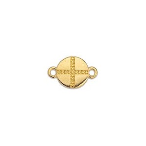Intercalaire rond en métal couleur or avec motif de croix en grains-15mm