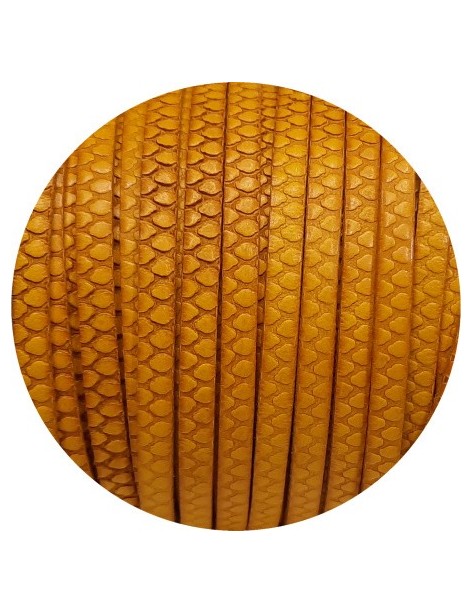 Cuir plat de 5mm fantaisie avec relief nid d'abeille jaune chaud en vente au cm