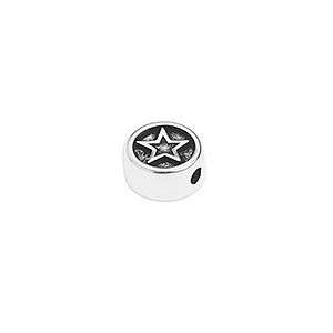 Perle tranche ronde avec gravure d'étoile placage argent