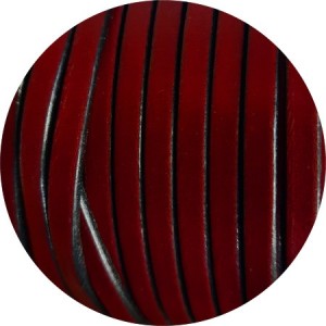 Cordon de cuir plat 5mm bordeaux vendu à la coupe au cm