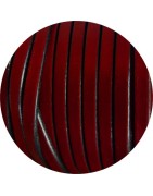 Cordon de cuir plat 5mm lisse bordeaux vendu au mètre