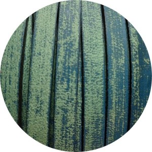 Cuir plat vintage 5mm couleur bleu délavé jauni-vente au cm