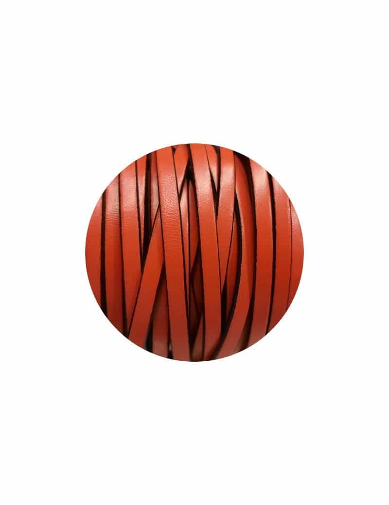 Cuir plat lisse de 5mm orange corail vendu à la coupe au mètre