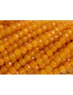 Fil de 90 perles rondes de 4mm à facettes en agate orange