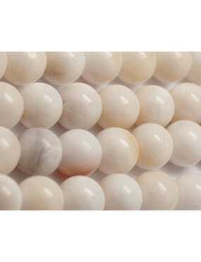 Fil de 38 perles rondes jade blanc de 10mm pour vos bracelets