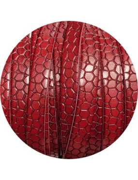 Cuir plat de 10mm fantaisie avec relief crocodile rouge flamme en vente au cm