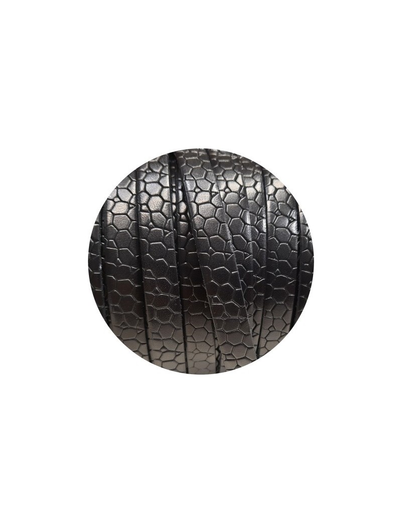 Cuir plat de 10mm fantaisie avec relief crocodile noir en vente au cm