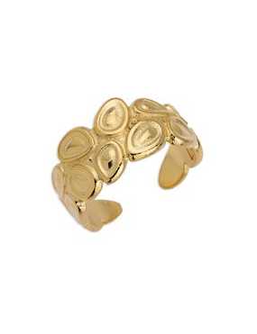 Bague en forme d'anneau motif galets en étain couleur or