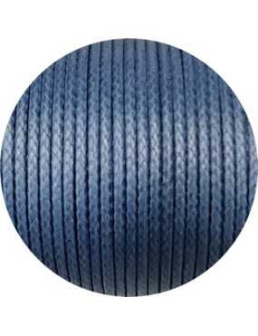 Cordon de coton cire rond de 3mm bleu pétrole-Italie