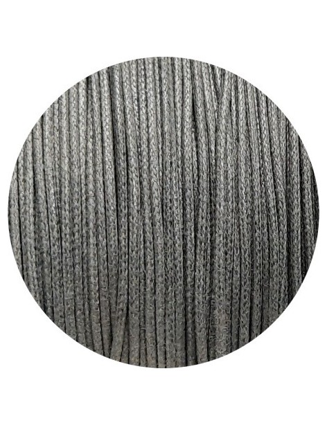 Cordon de coton cire rond de 1mm gris vert-Italie