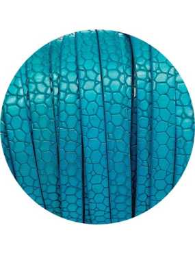 Cuir plat de 10mm fantaisie avec relief crocodile bleu turquoise en vente au cm