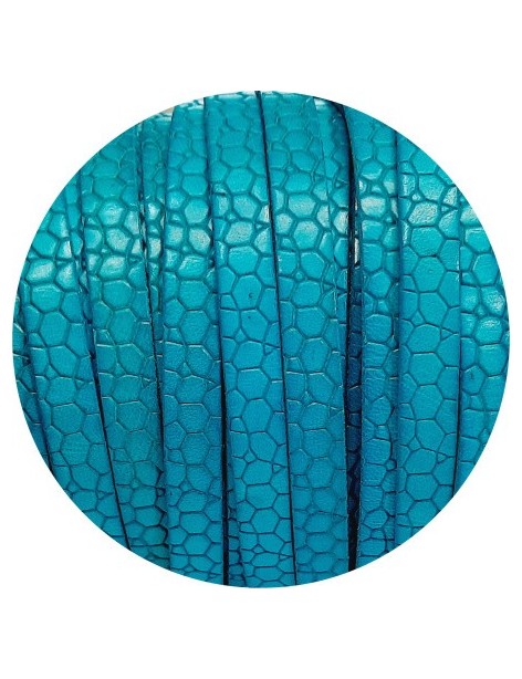 Cuir plat de 10mm fantaisie avec relief crocodile bleu turquoise en vente au cm